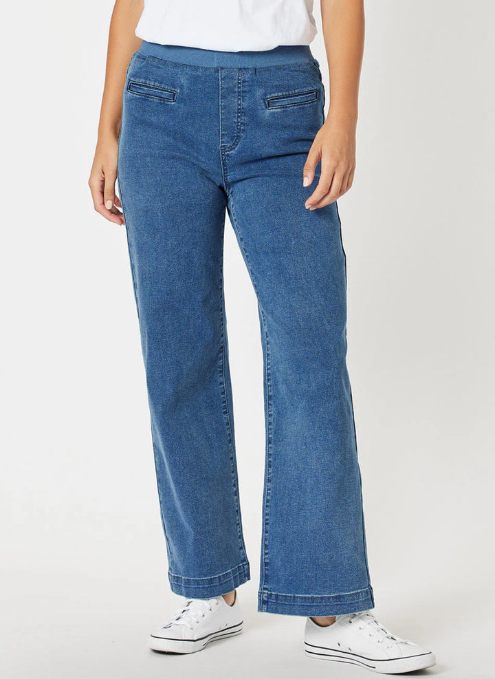 Maddy Pull On Wide Leg Jean - Denim