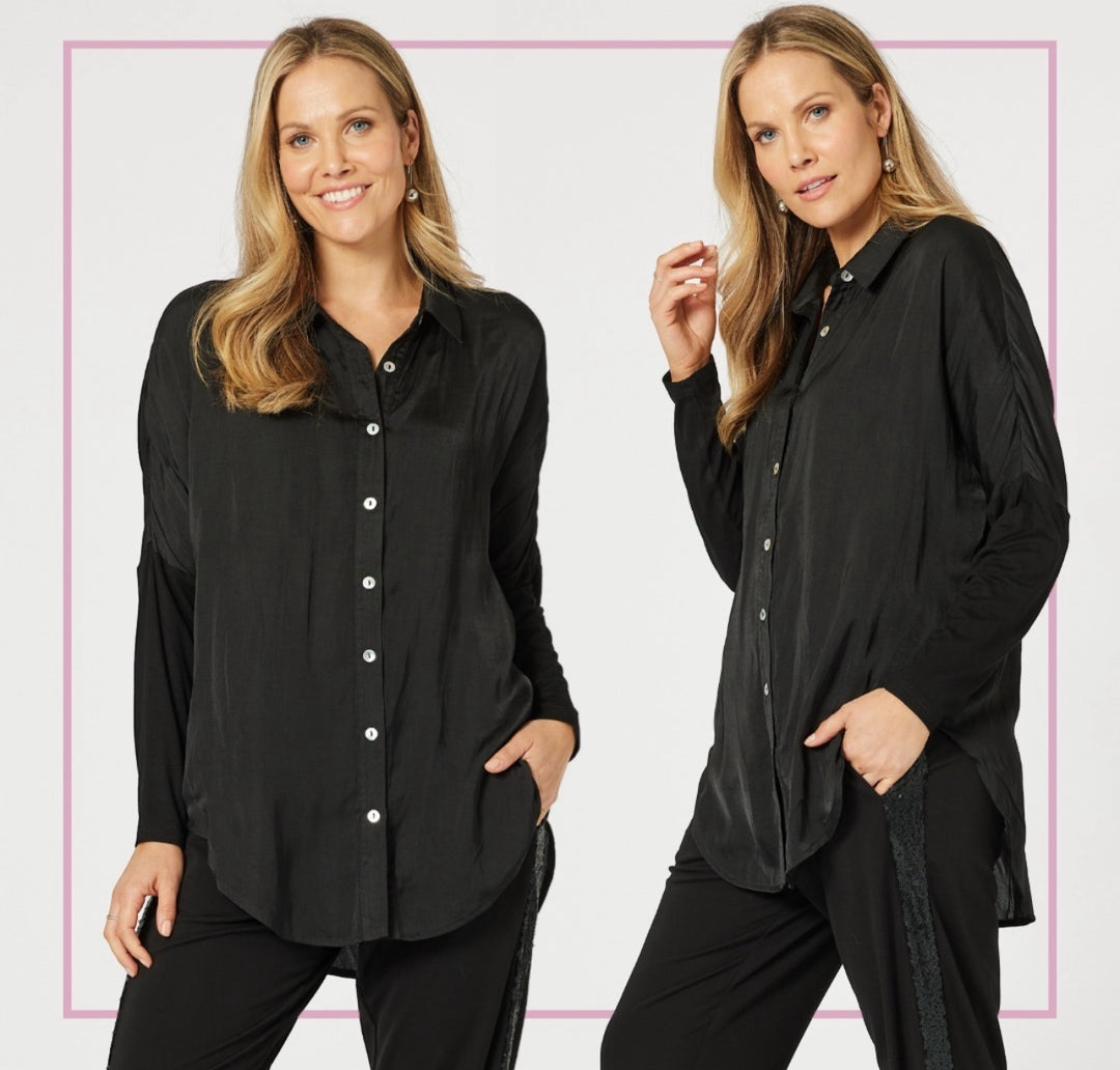 Luxe Button Through Shirt - Black