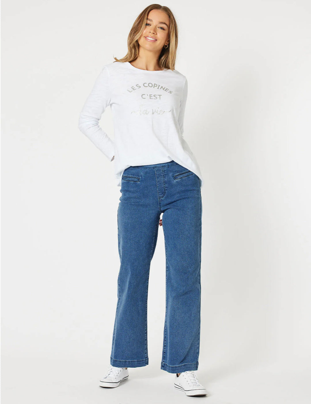 Maddy Pull On Wide Leg Jean - Denim