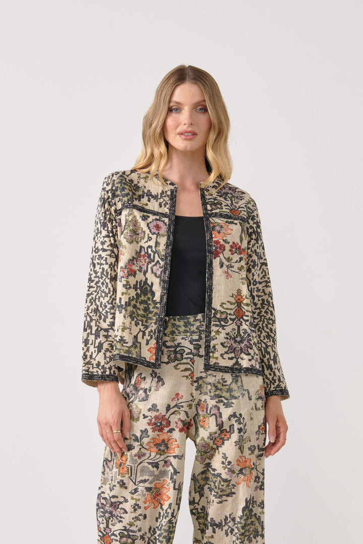 Printed Jacket with Embroided Tape