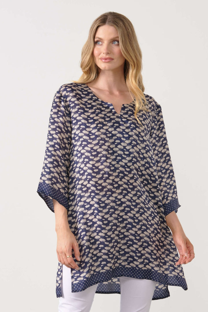 Ginko Leaf Tunic - Navy