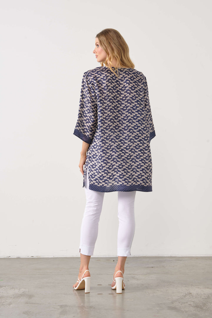 Ginko Leaf Tunic - Navy