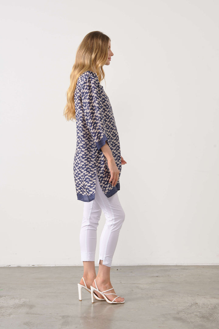 Ginko Leaf Tunic - Navy