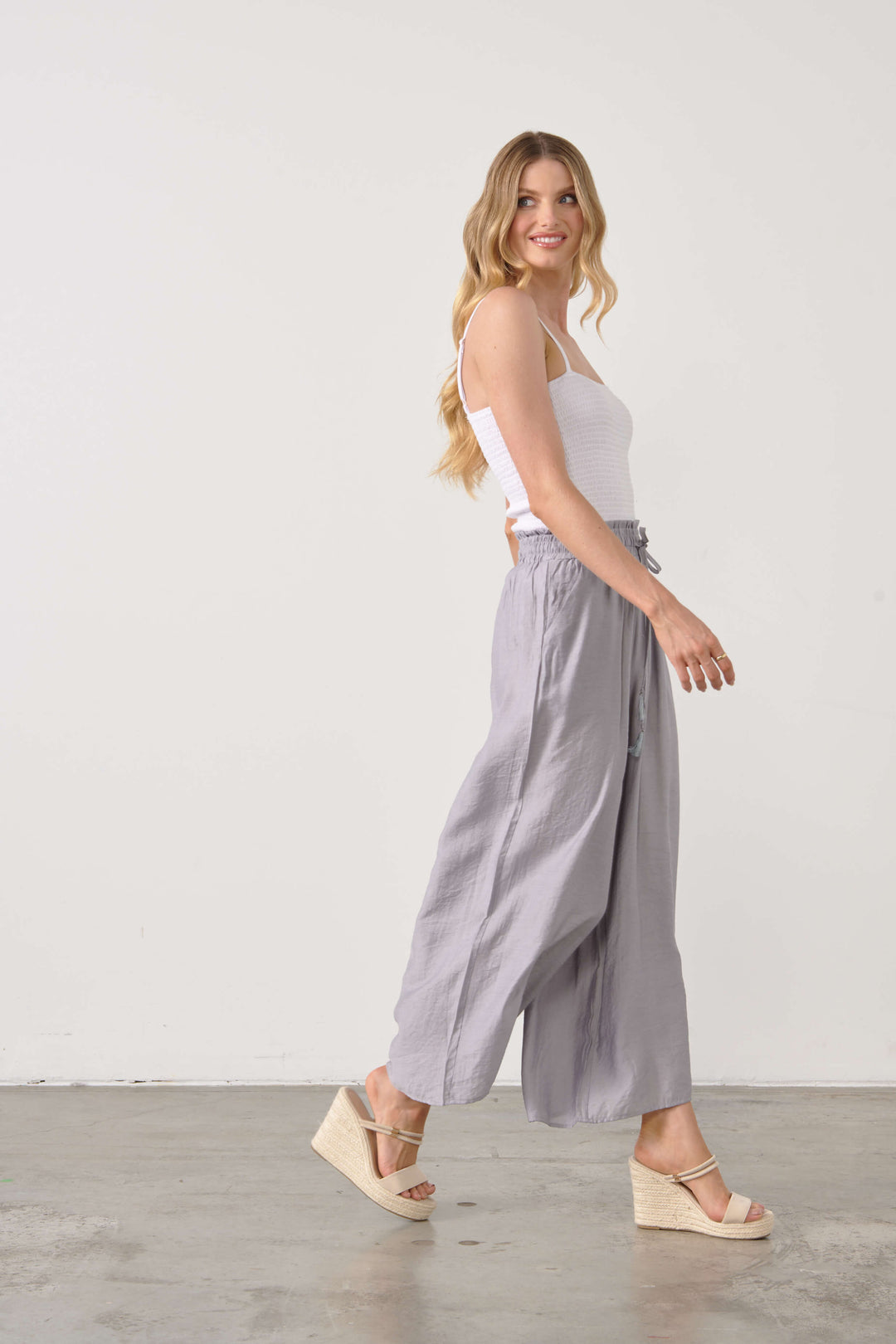 Wide Leg Pant - Silver