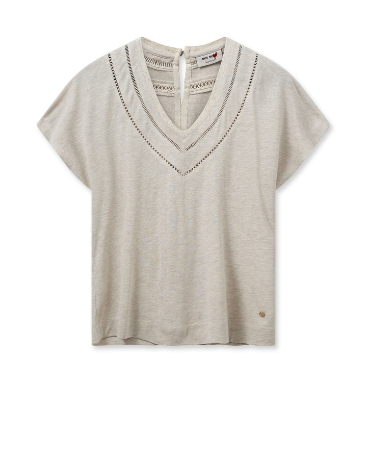 Coel V Neck Tee - Cement