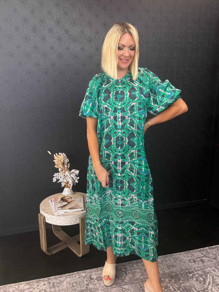 Gia Shirt Dress - Kelly Green