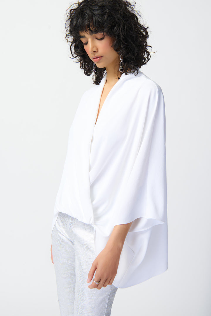 Sea View Wrap Woven Top - White/Black 241218