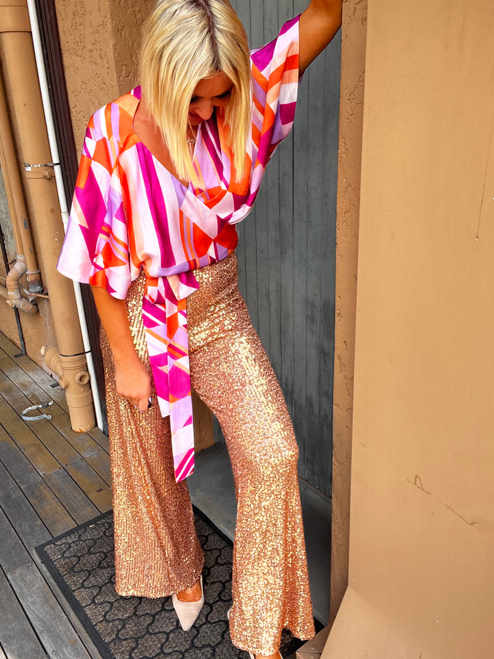 Sequin Palazzo Pant - Gold