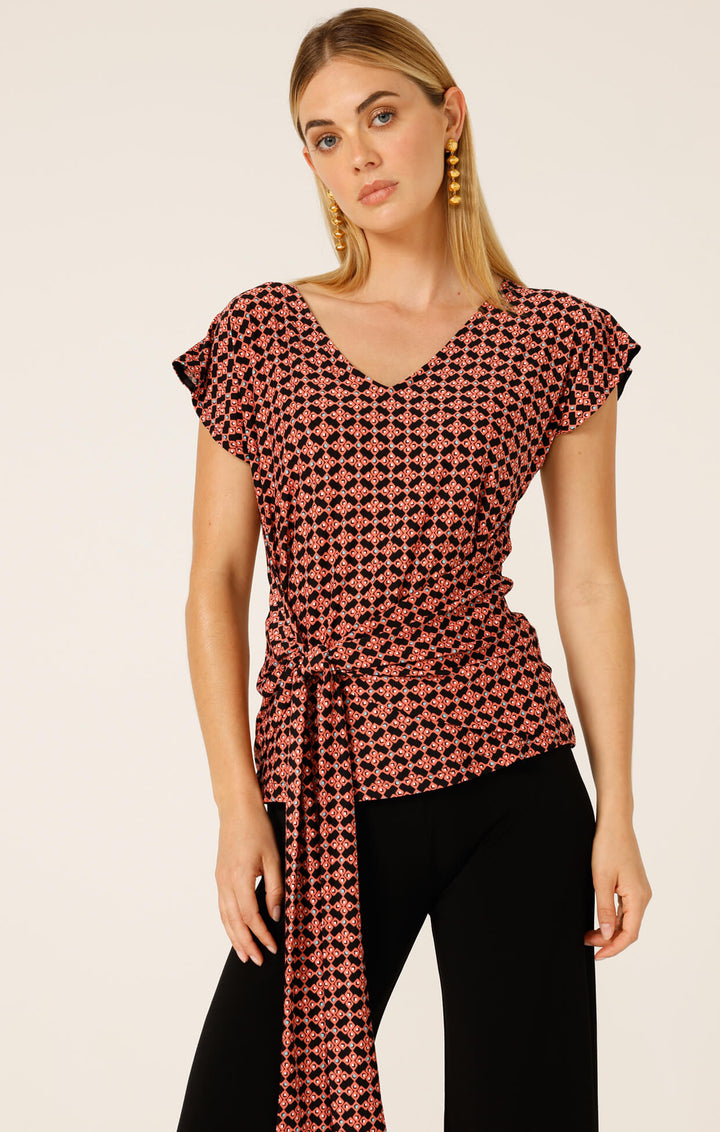 Diamond Reversable Tie Top - Coral