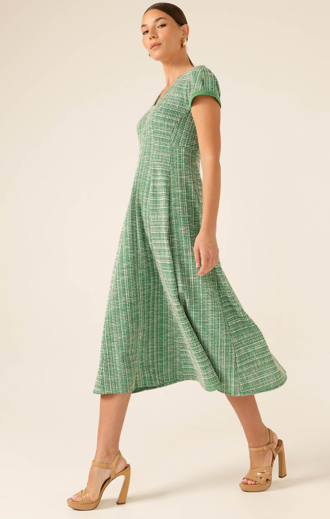 Harmony Haven Dress - Green/Ivory Tweed