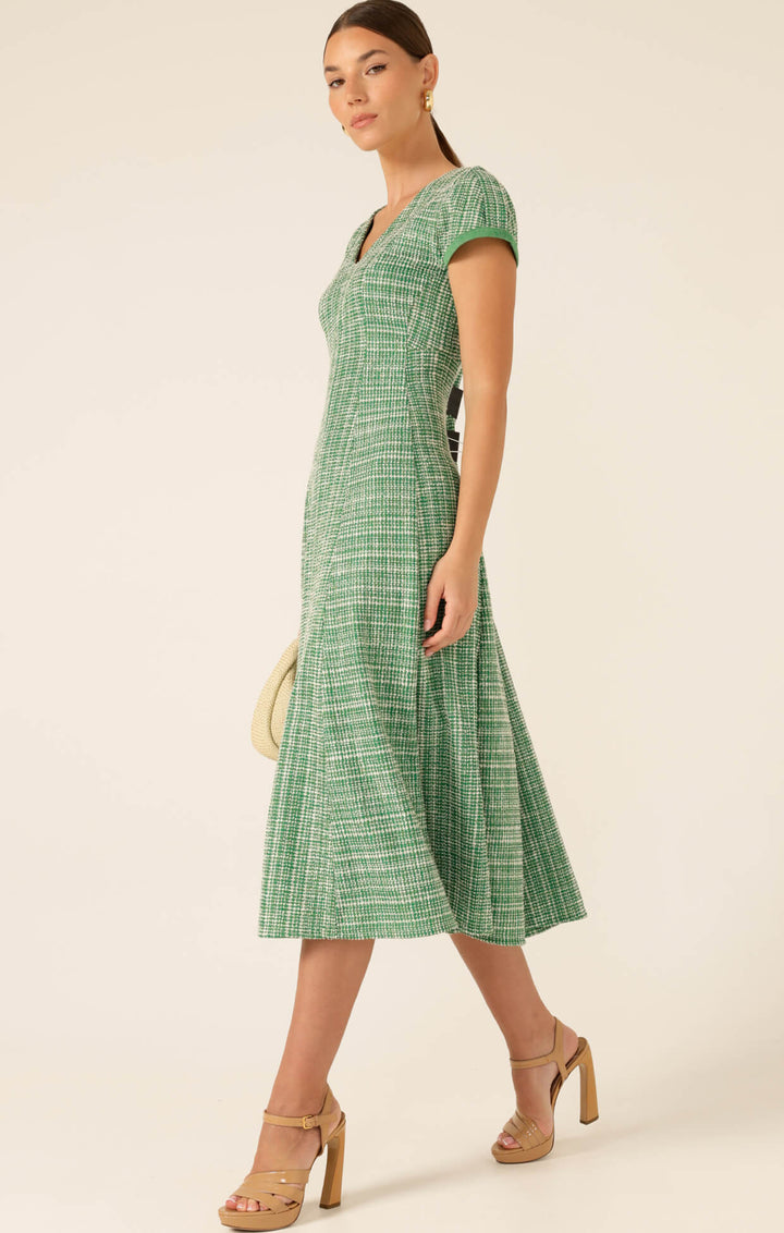 Harmony Haven Dress - Green/Ivory Tweed