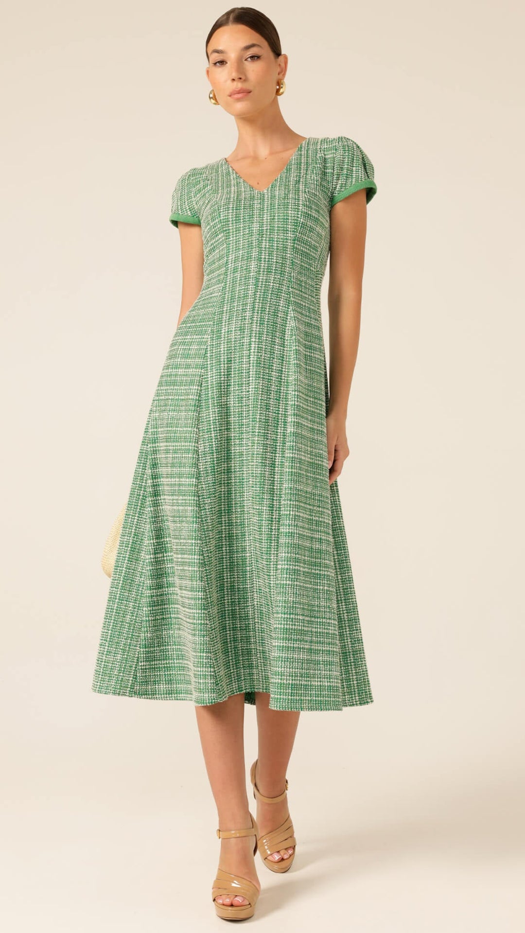 Harmony Haven Dress - Green/Ivory Tweed