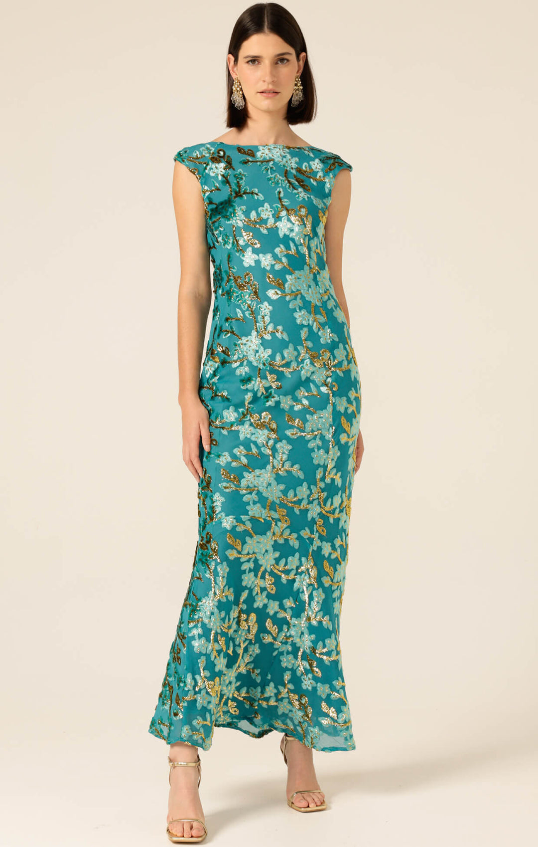 Heavenly Heights Maxi Dress - Gold/Turquoise