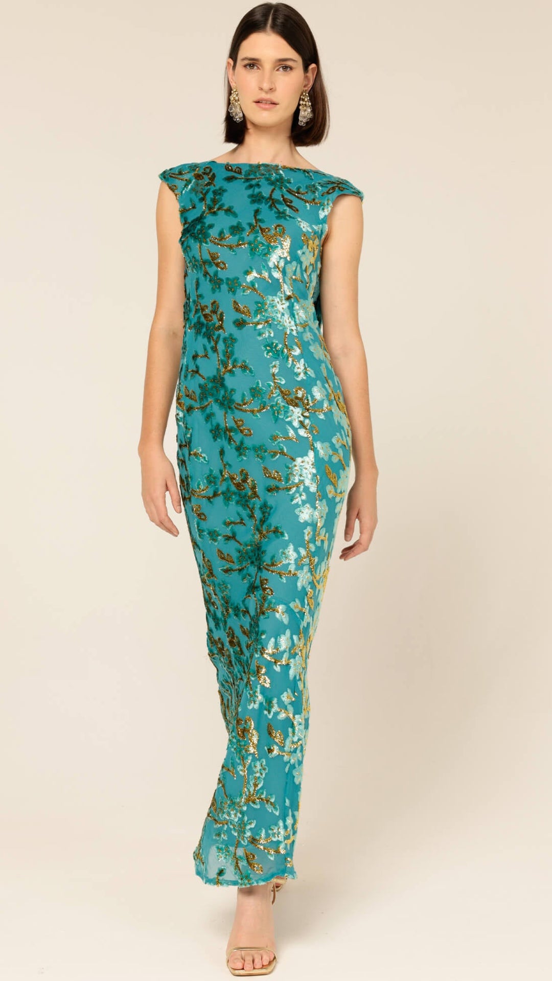 Heavenly Heights Maxi Dress - Gold/Turquoise