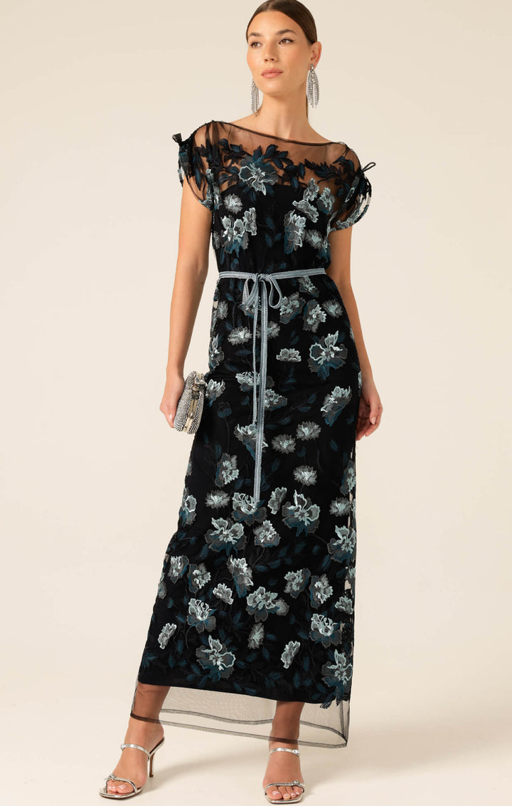 Love Potion Maxi Dress - Black Aqua Teal