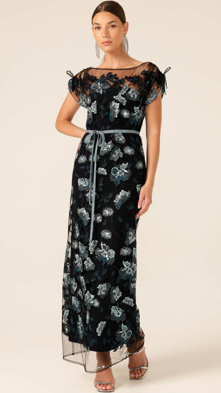 Love Potion Maxi Dress - Black Aqua Teal