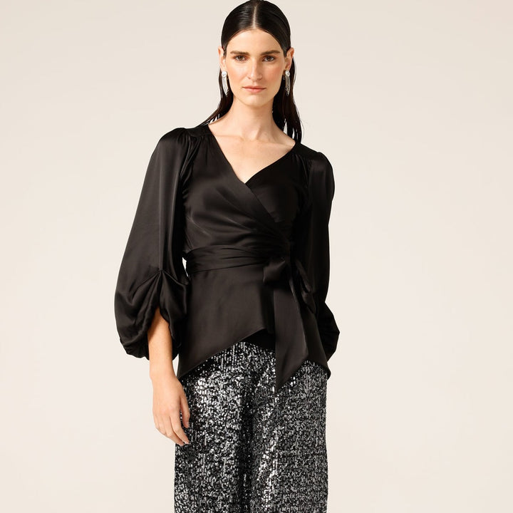 Nolana Wrap Top - Black