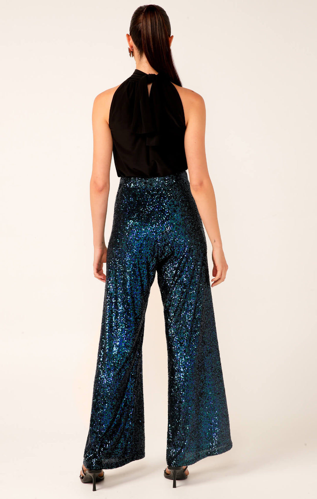 Sequin Palazzo Pant - Peacock