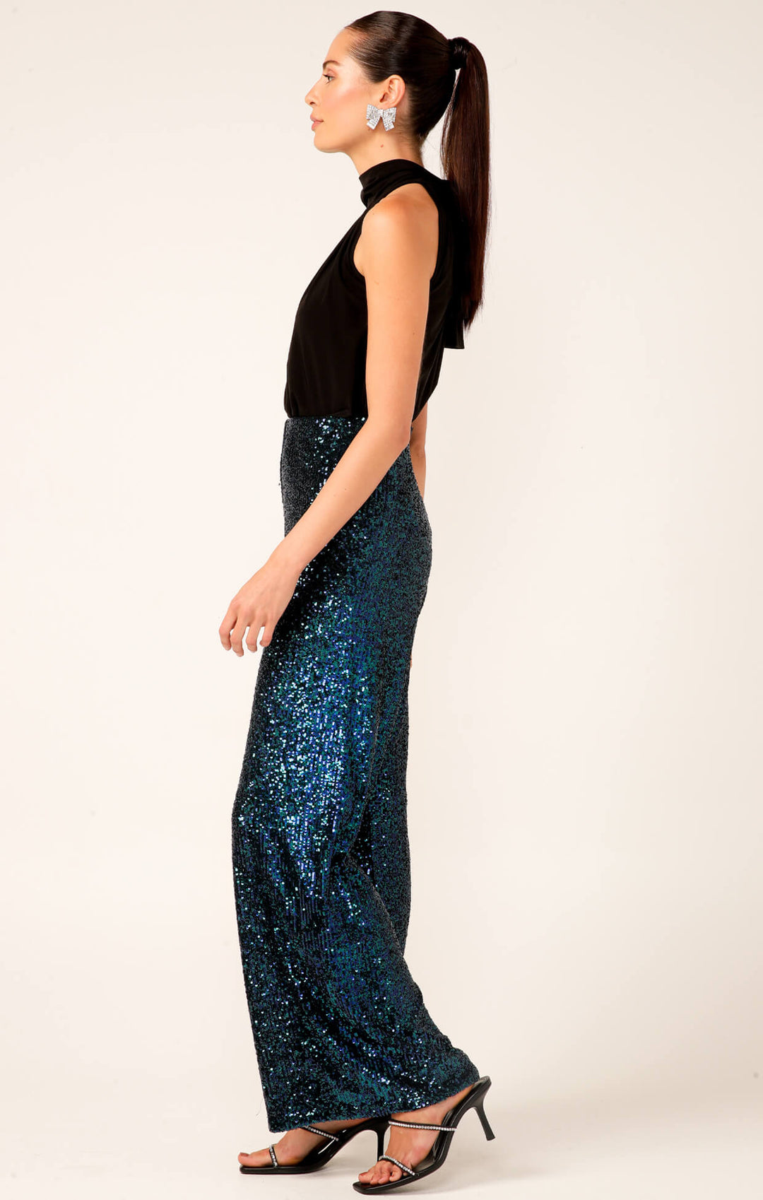 Sequin Palazzo Pant - Peacock