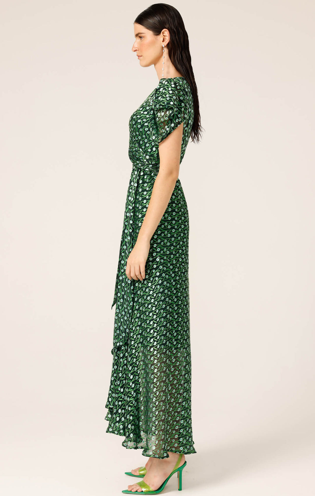 Twilight Shimmer Maxi Dress - Emerald Poppy