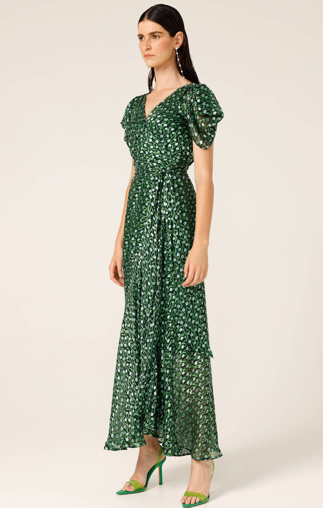 Twilight Shimmer Maxi Dress - Emerald Poppy