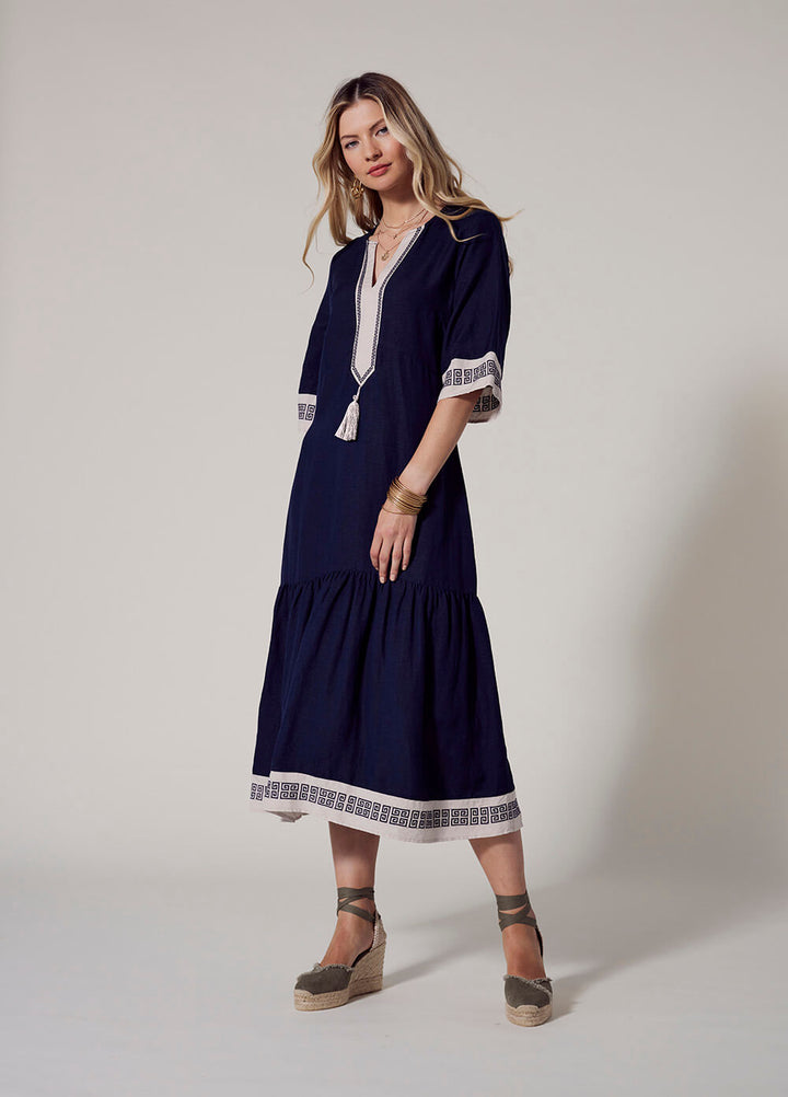 Clio Tassel Dress - Navy