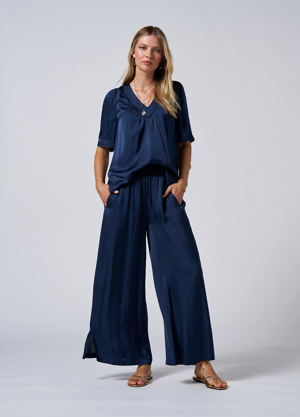 Selene Palazzo Pant - Indigo