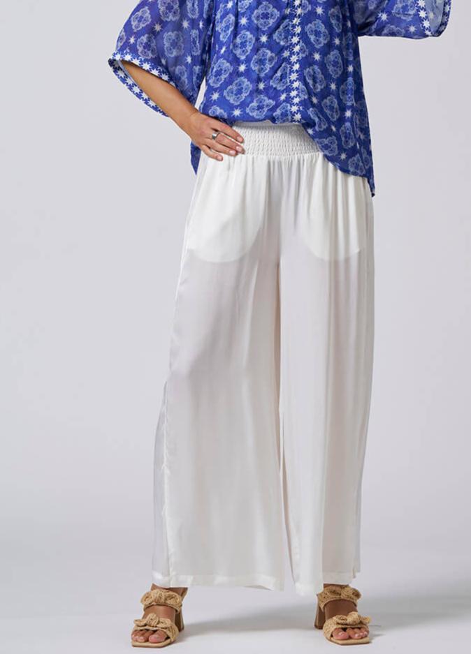 Selene Palazzo Pant - Silk White