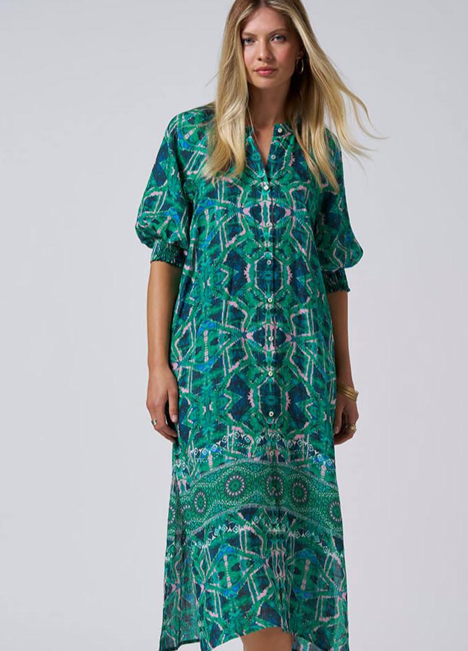 Gia Shirt Dress - Kelly Green