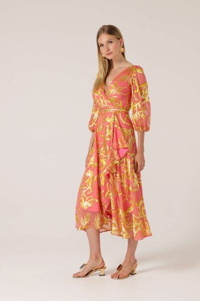 Peach Faced Wrap Dress