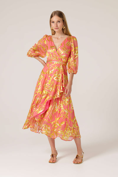 Peach Faced Wrap Dress