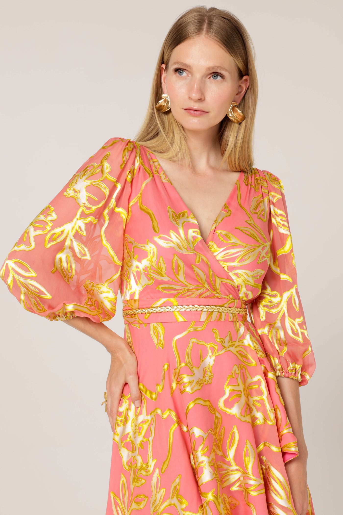 Peach Faced Wrap Dress