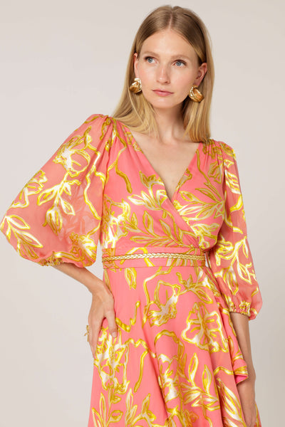 Peach Faced Wrap Dress