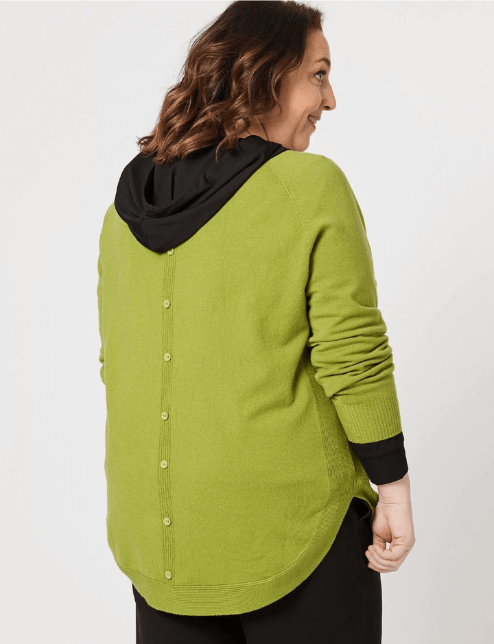 Pia Button Back Knit - Chartreuse