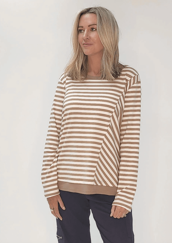 Sarah Stripe Top - Caramel