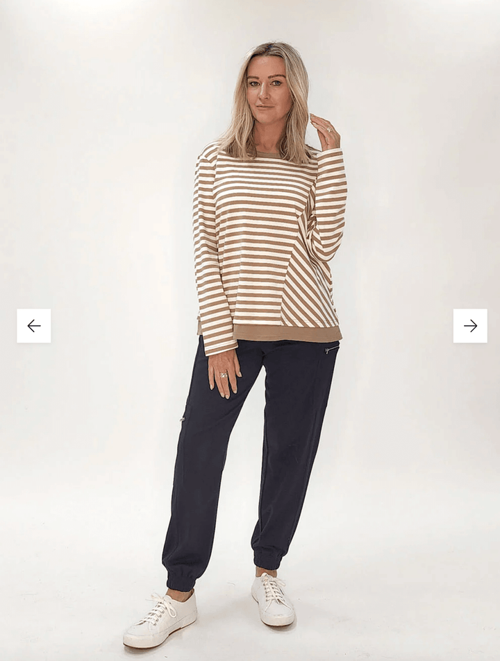 Sarah Stripe Top - Caramel