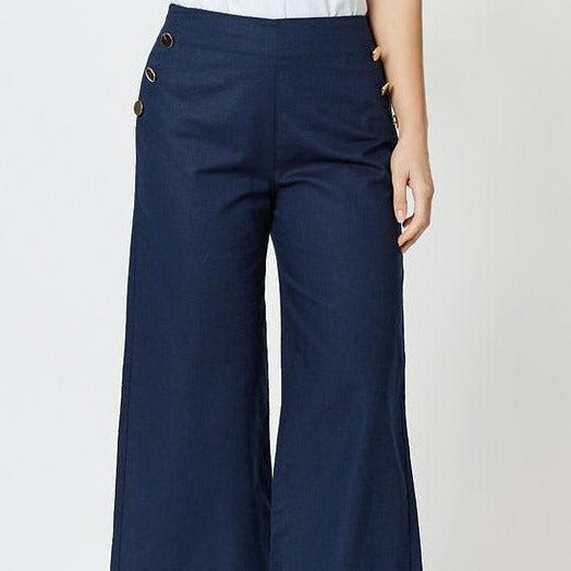 Sailor Linen Blend Wide leg pant - Navy