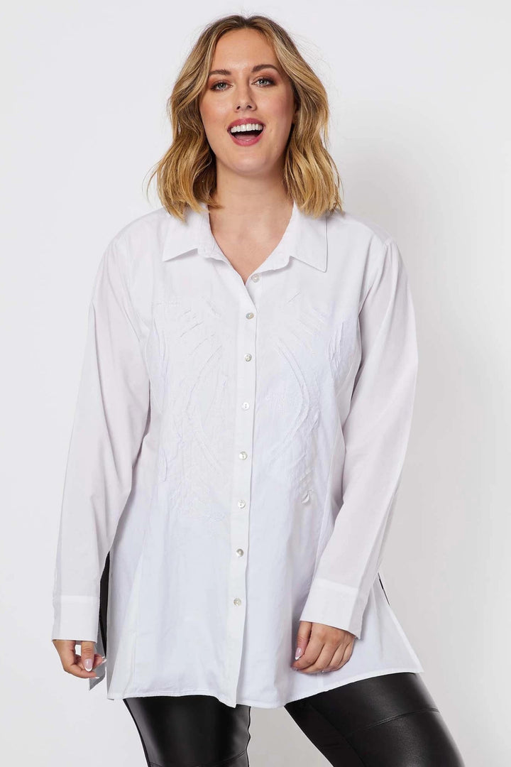 Embroidered Front Shirt - White