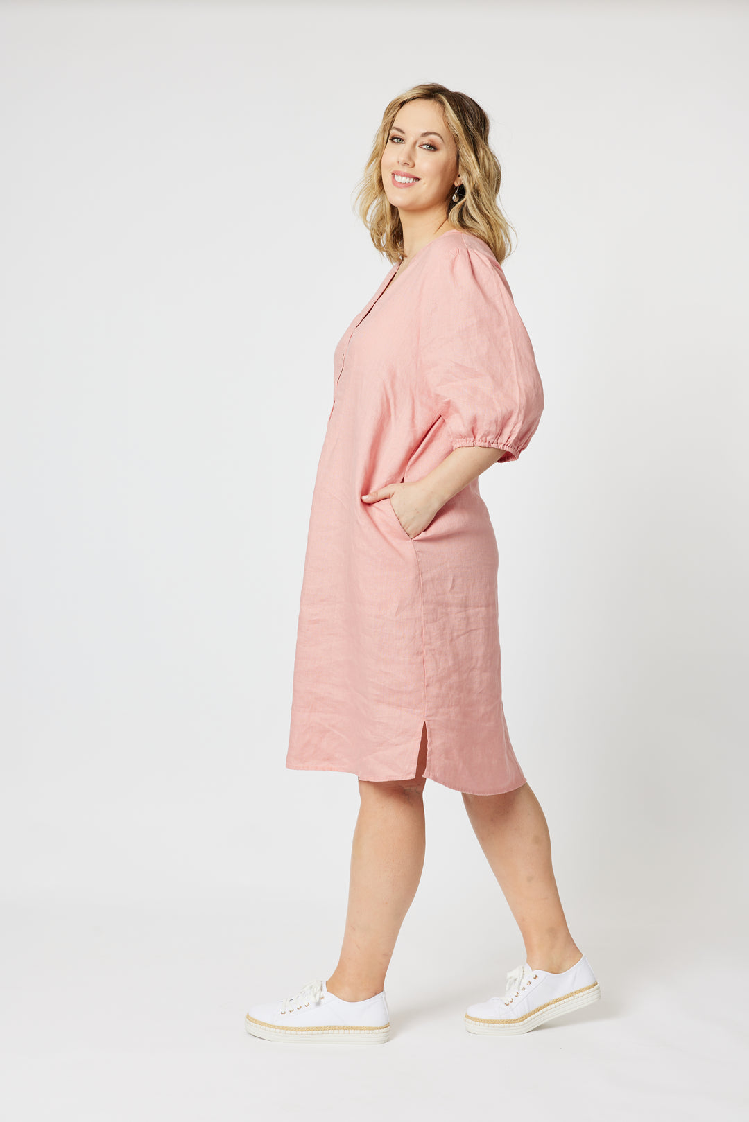 Three Button Lined Dress - Mango