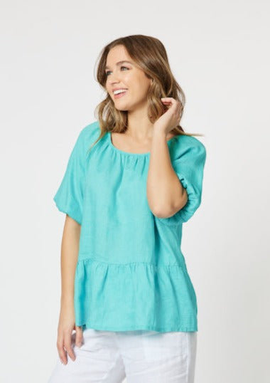 Ruffle Hem Top - Lagoon