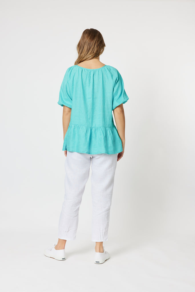 Ruffle Hem Top - Lagoon