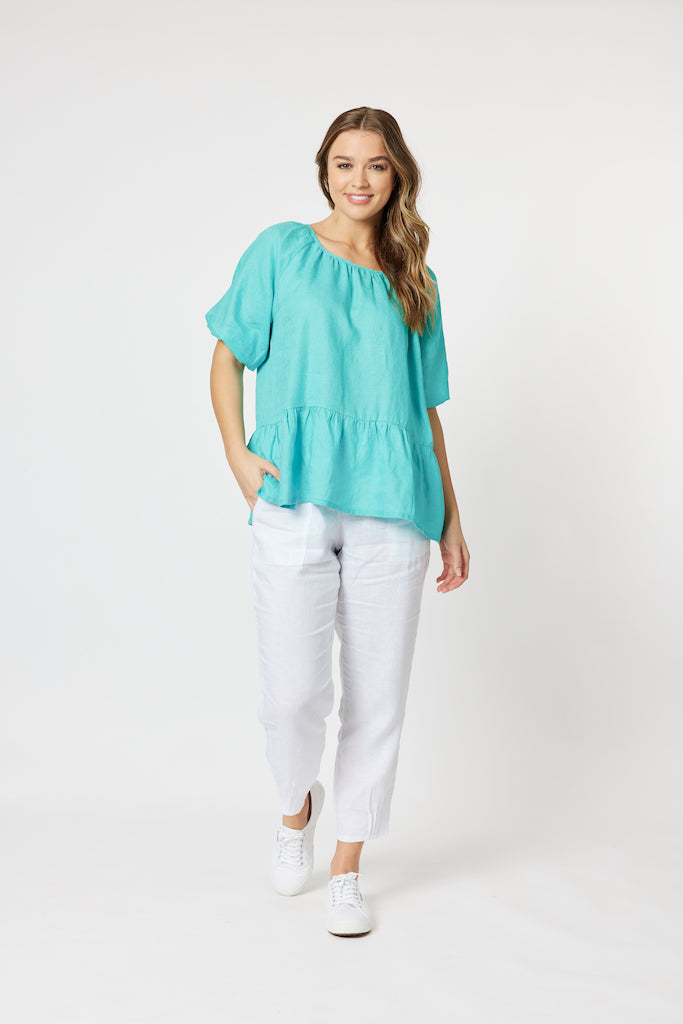 Ruffle Hem Top - Lagoon