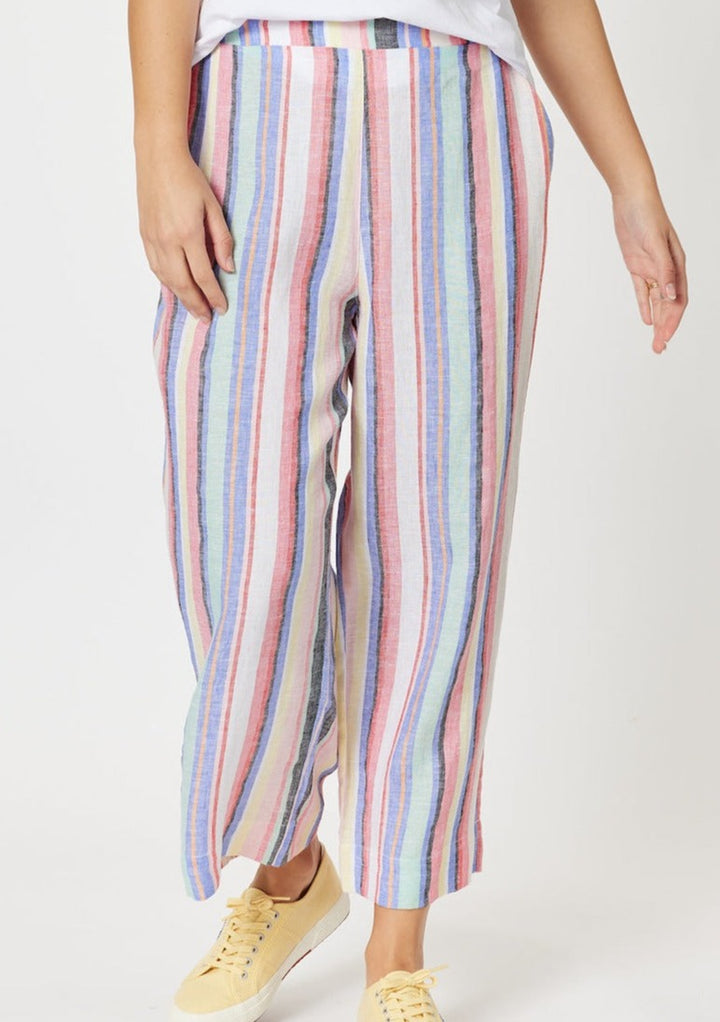 Stripe Linen Pant - Multi Pastel