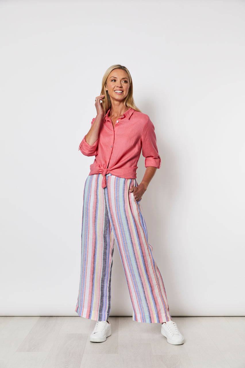 Stripe Linen Pant - Multi Pastel