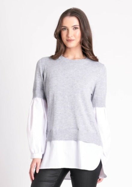 Puff & Ready Sweater - Silver Marl/White