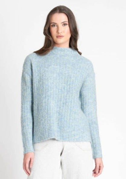 Rib & Roll Sweater  - Menthol Blue