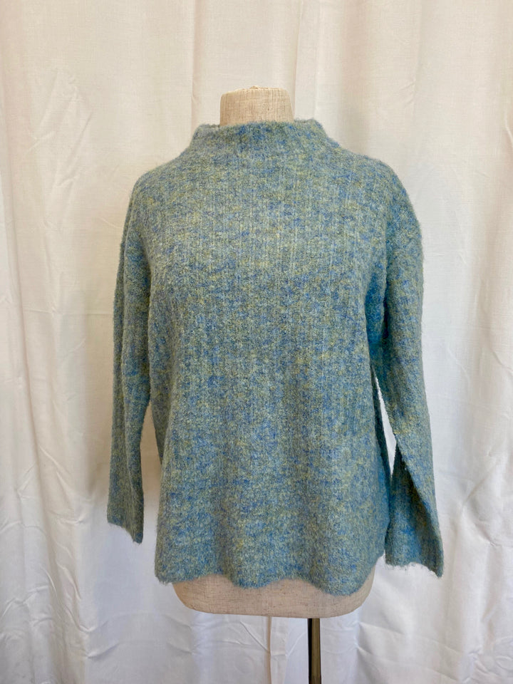 Rib & Roll Sweater  - Menthol Blue