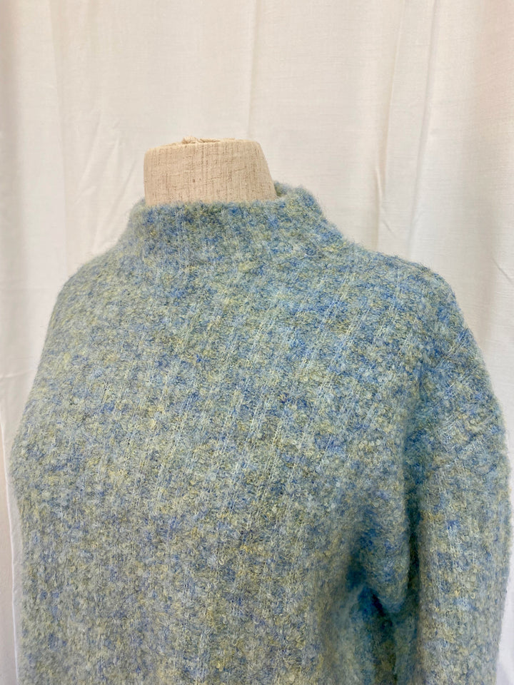 Rib & Roll Sweater  - Menthol Blue