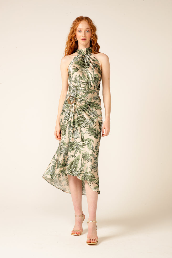 Jubilee Bias Dress - Olive/Cream