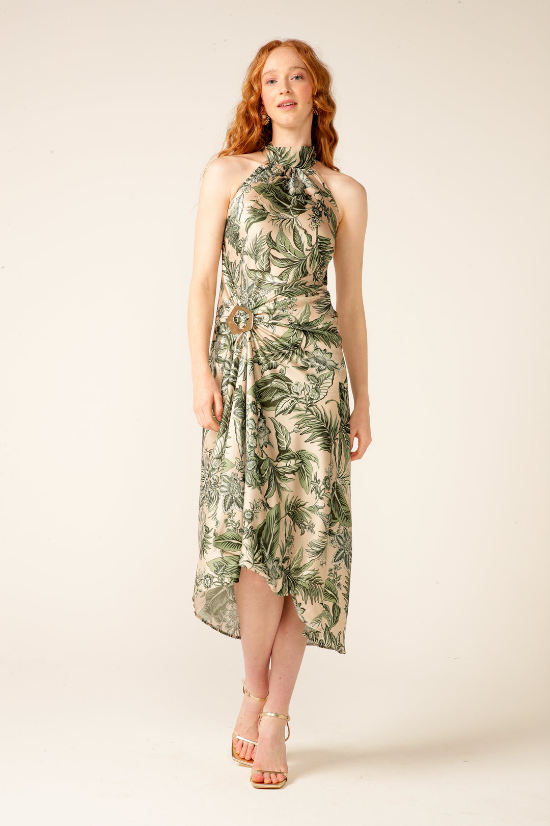 Jubilee Bias Dress - Olive/Cream